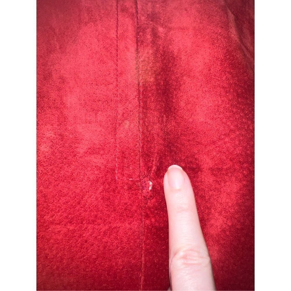 Vintage Red Leather Midi Skirt Women’s 12 - Picture 8 of 9